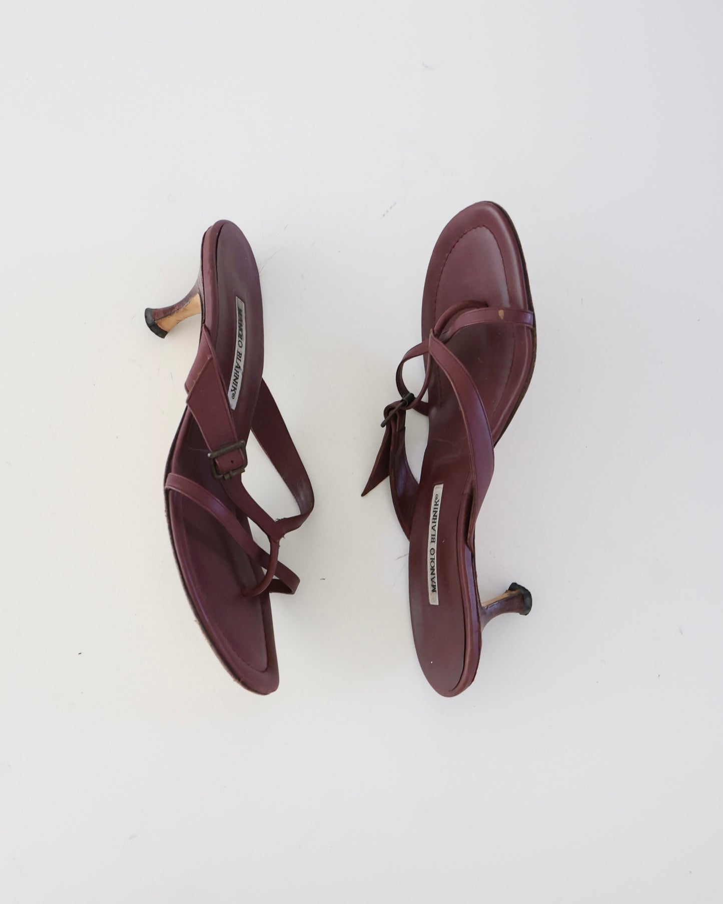 Manolo Blahnik Burgundy Buckle Heels