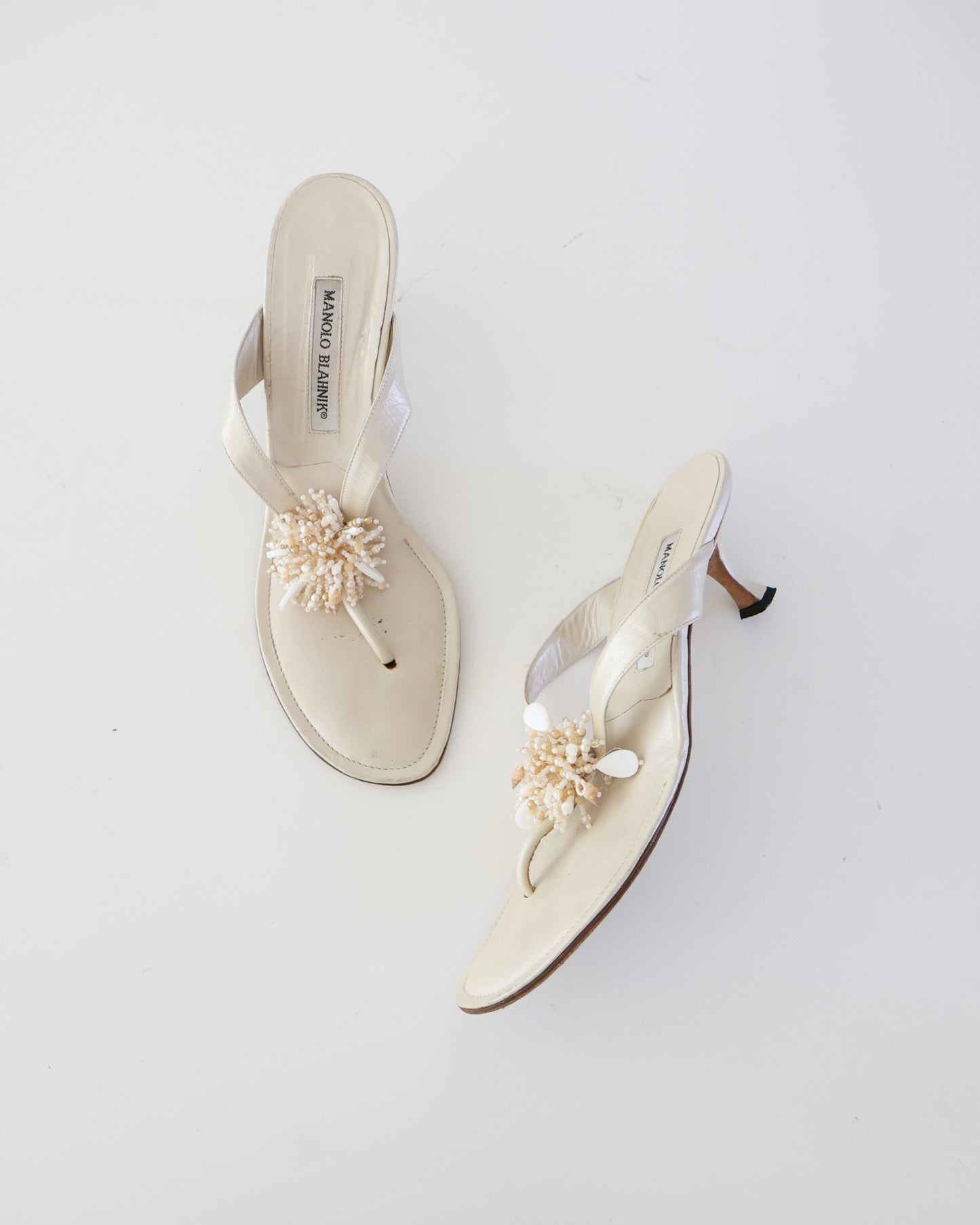 Manolo Blahnik Cream Shell Heels