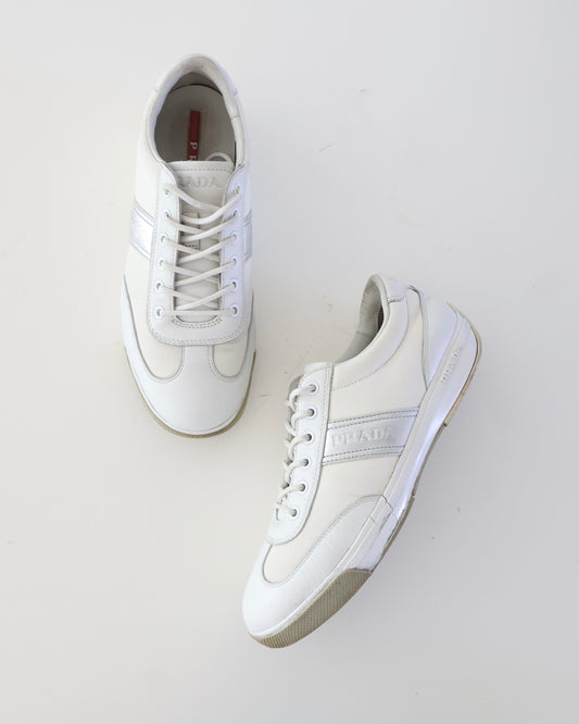 Prada White & Silver Sneakers