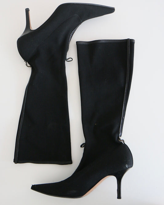 Gucci Black Knee High Sock Boots