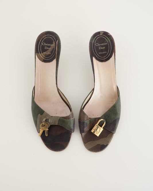 Dior Camo Lock and Key Heels