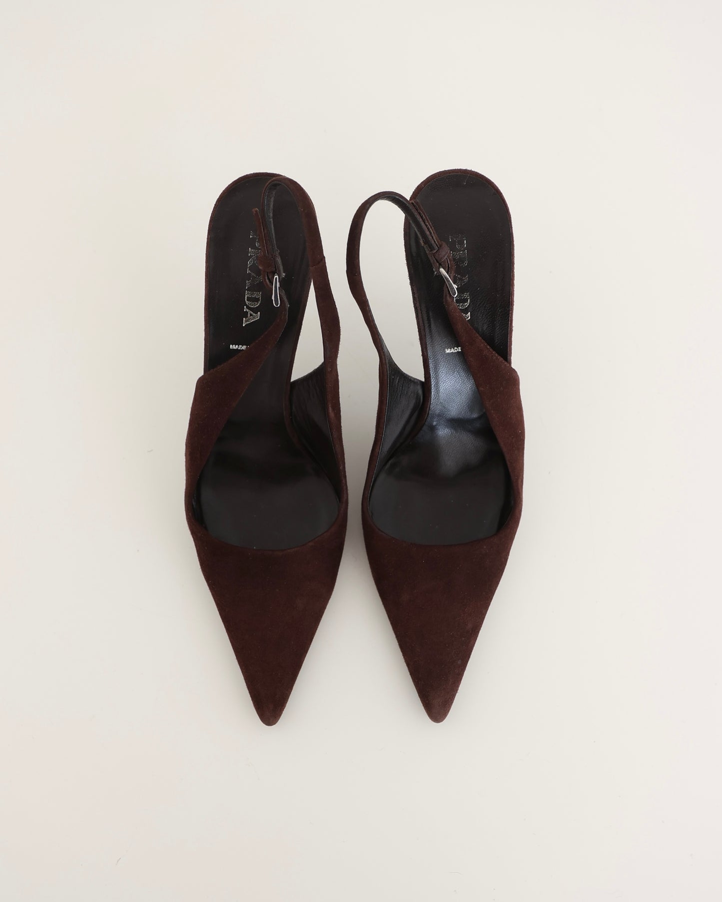 Prada Brown Suede Slingback Heels