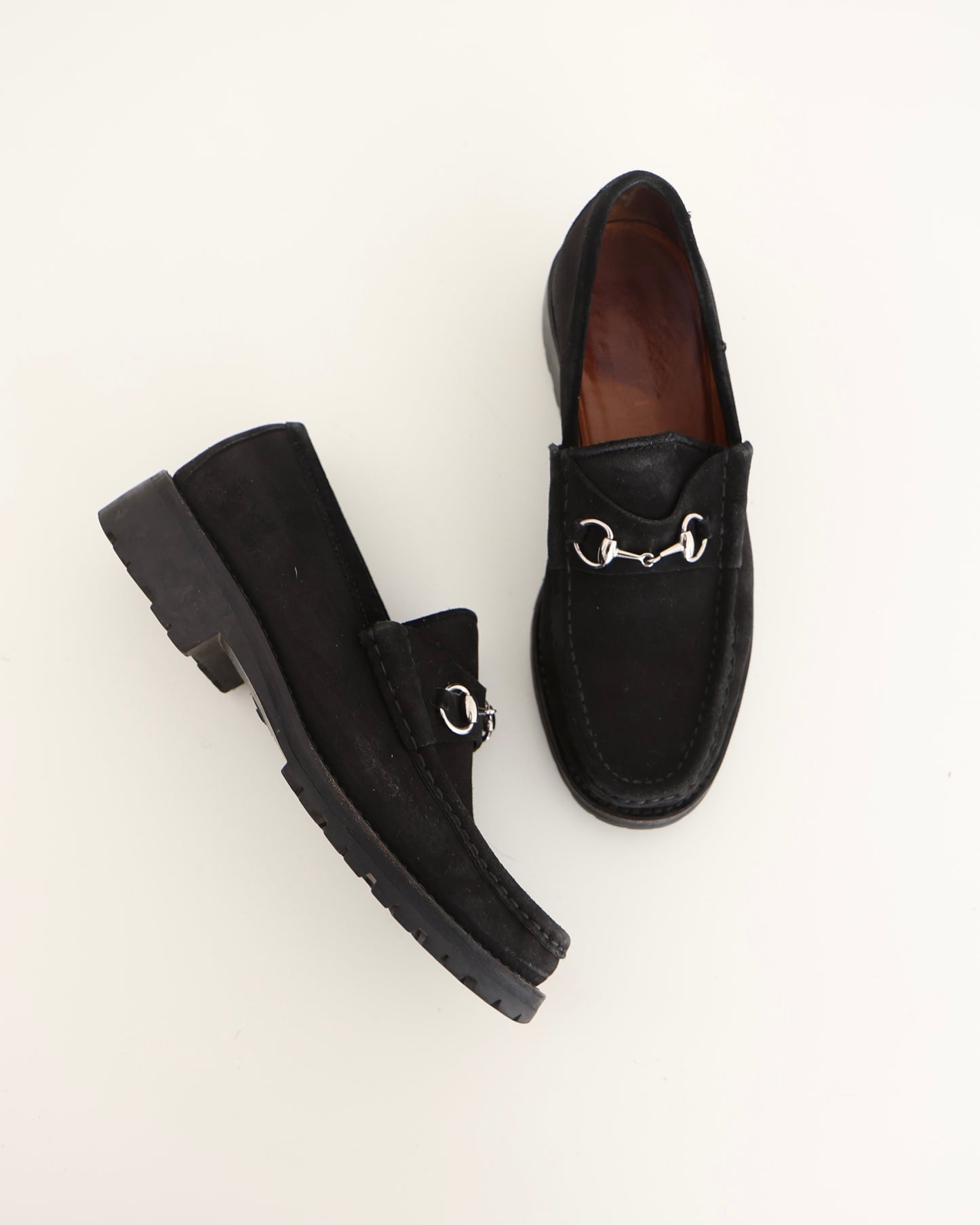 Gucci Black Chunky Horsebit Loafers