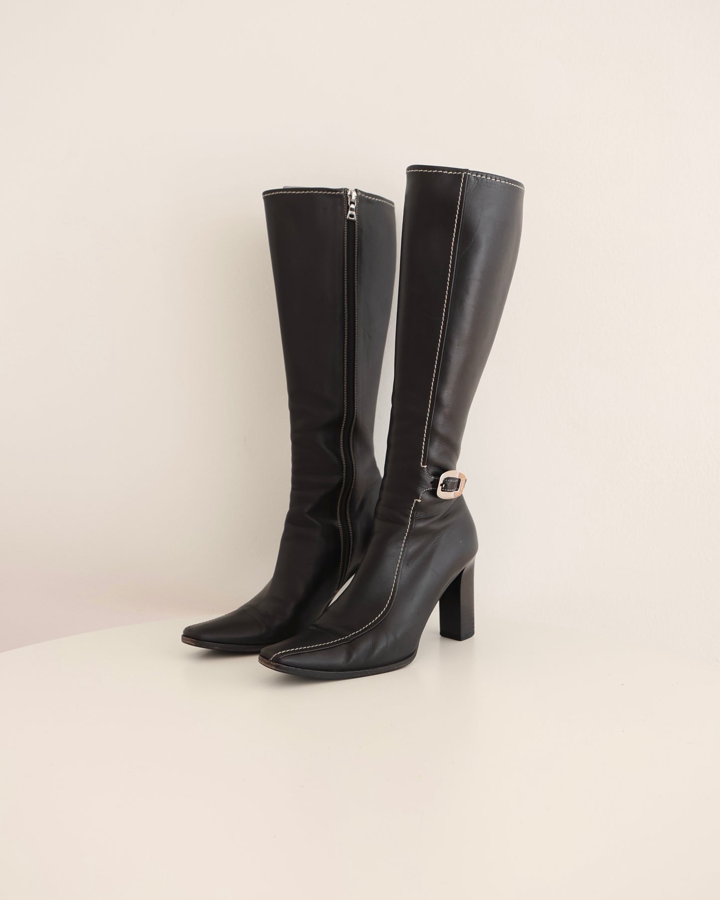 Prada Black Buckle Boots