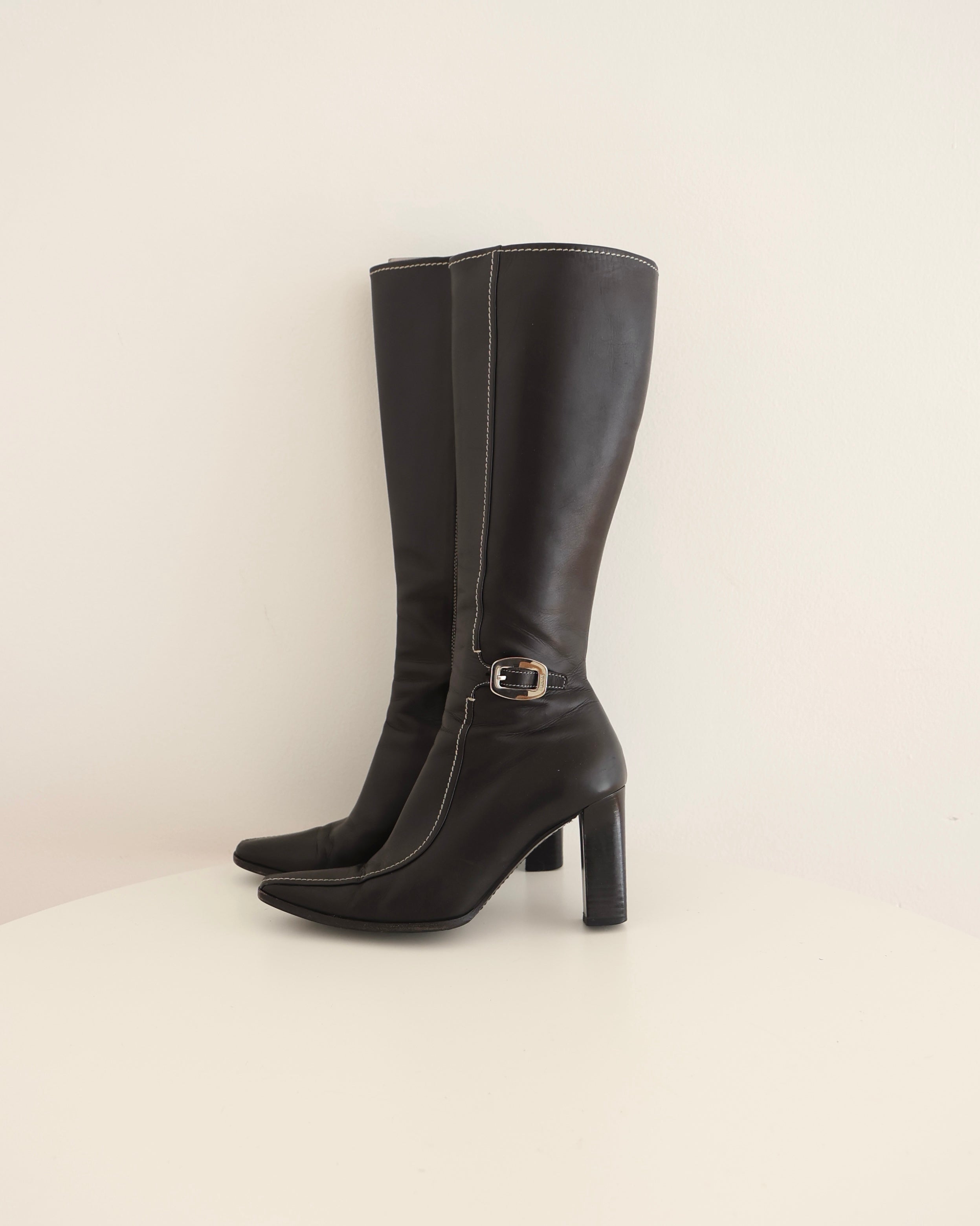 Prada Black Buckle Boots Chloe Vintage