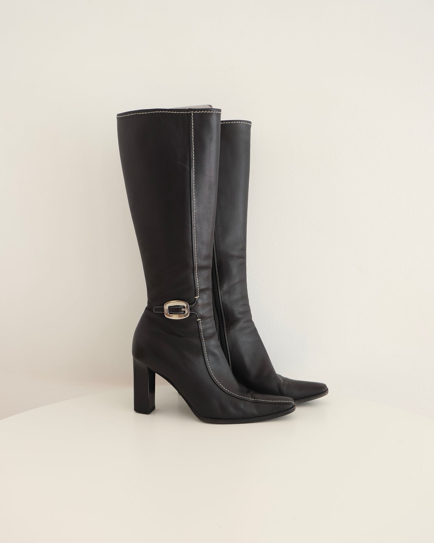 Prada Black Buckle Boots