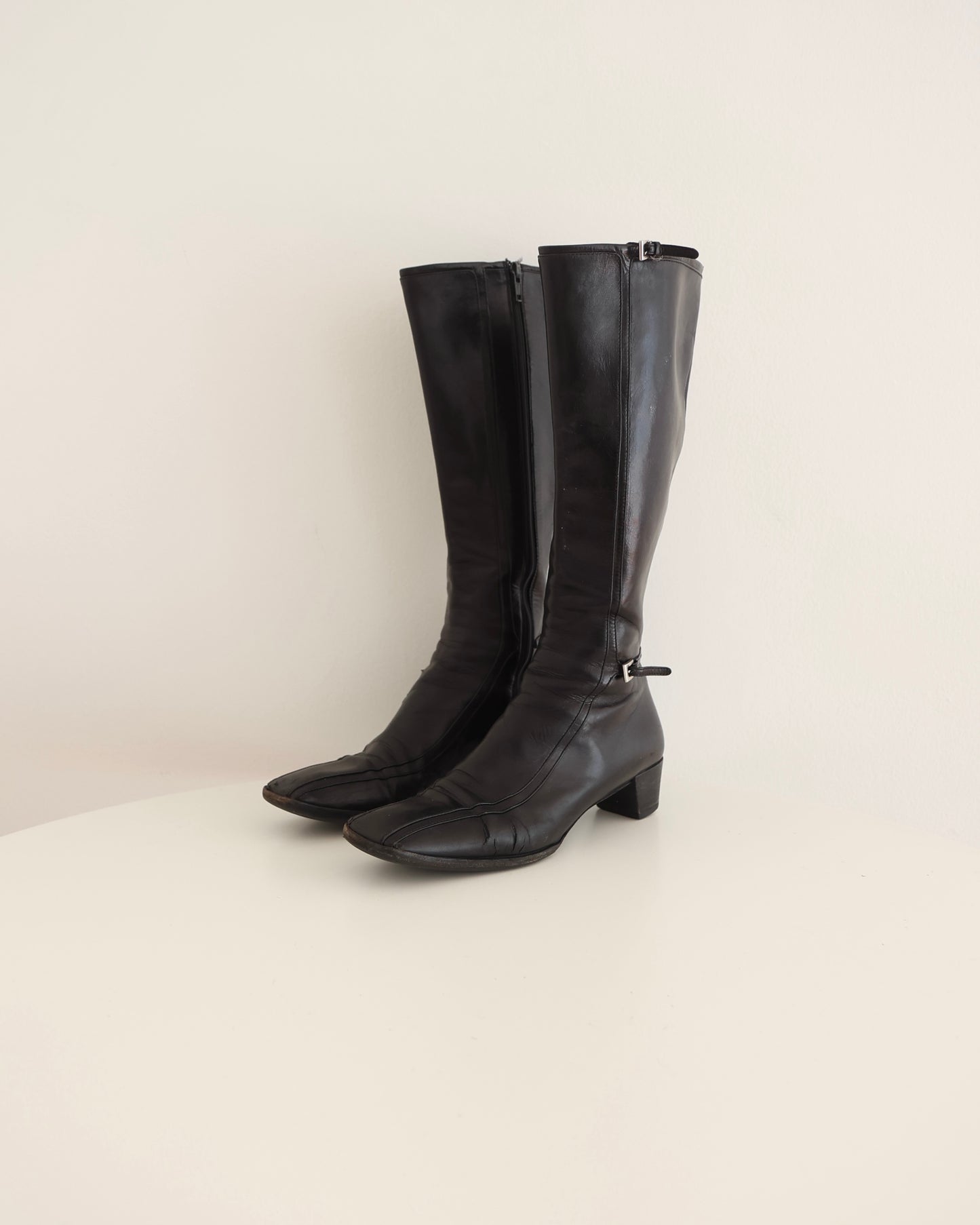 Prada Black Square Toe Boots