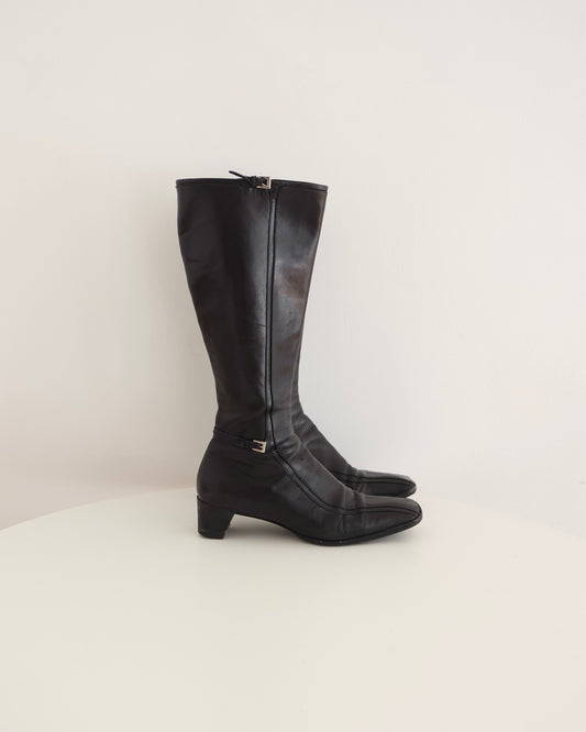 Prada Black Square Toe Boots