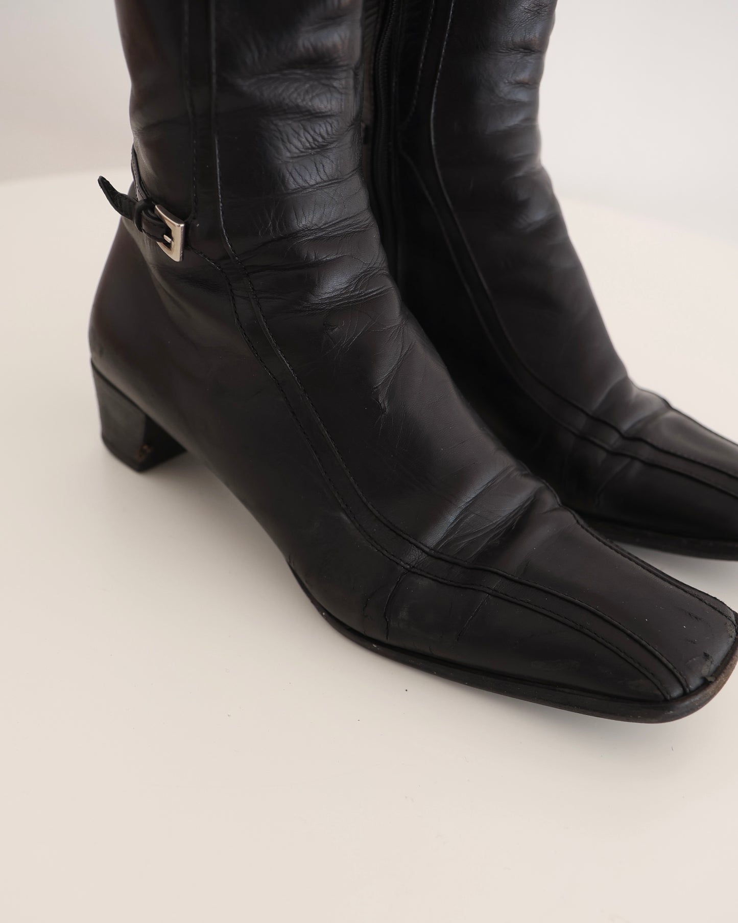 Prada Black Square Toe Boots