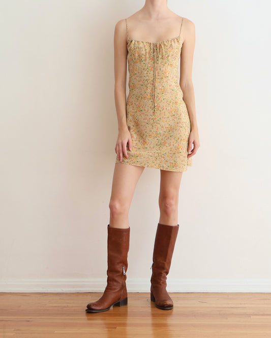 Saint Laurent Yellow Floral Peasant Dress