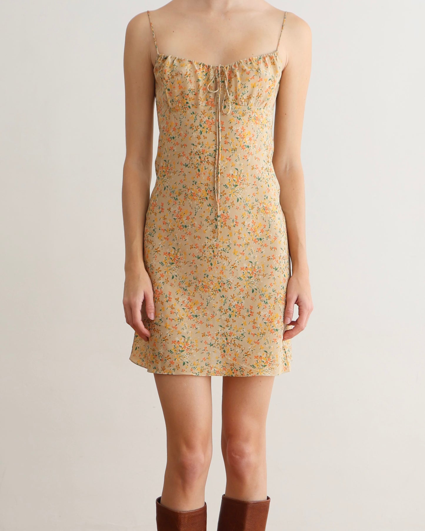 Saint Laurent Yellow Floral Peasant Dress