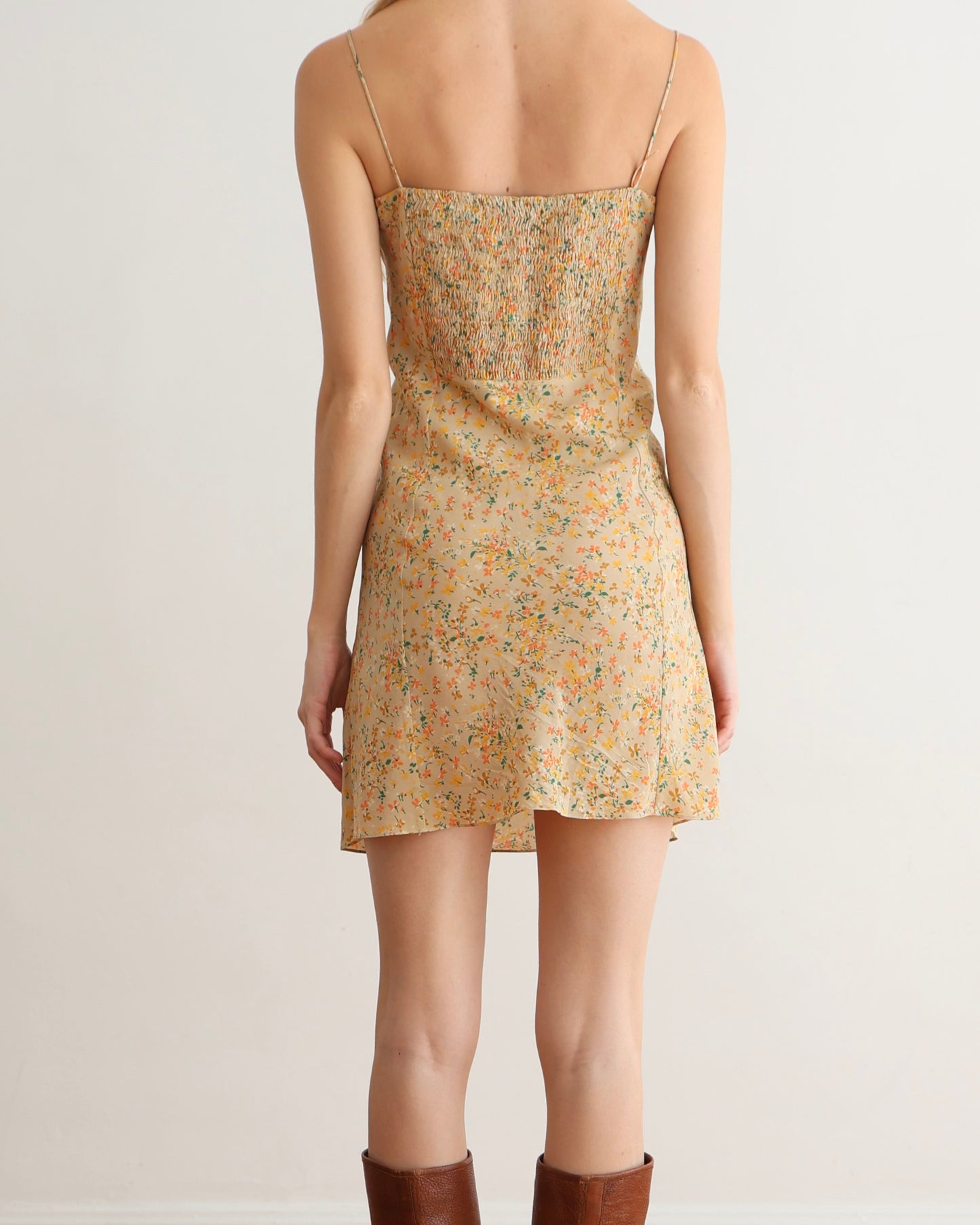 Saint Laurent Yellow Floral Peasant Dress