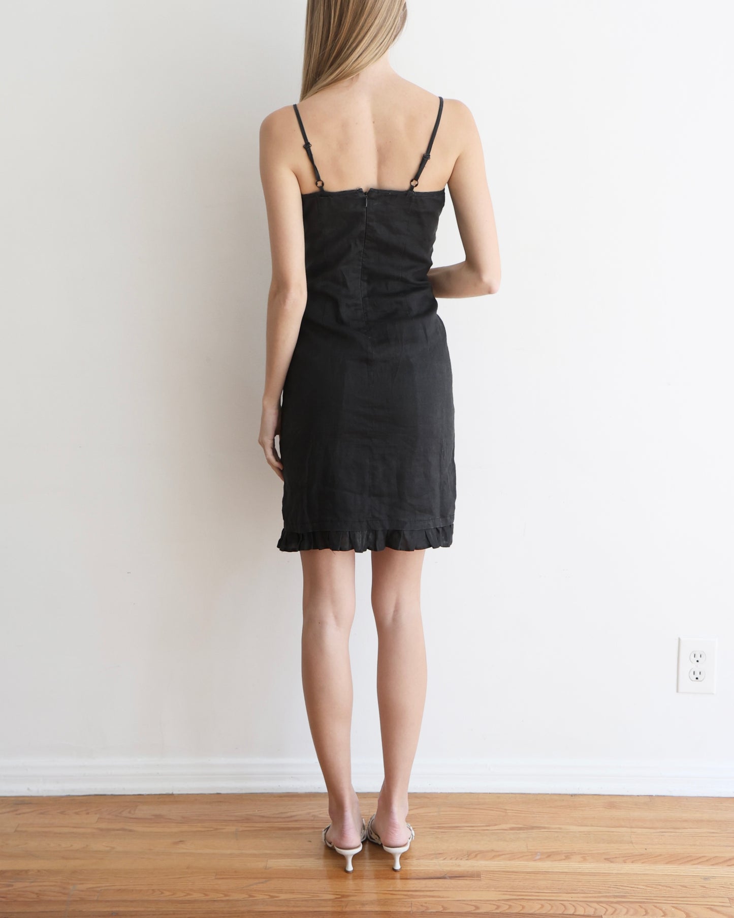 Vintage Black Linen Mini Dress