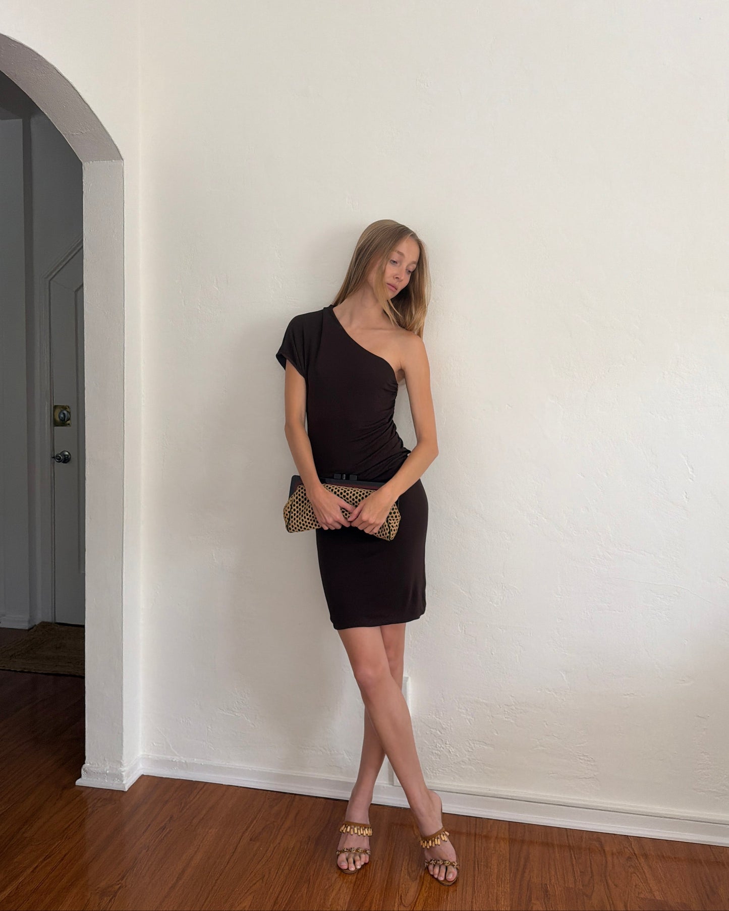Gucci Brown One Shoulder Dress