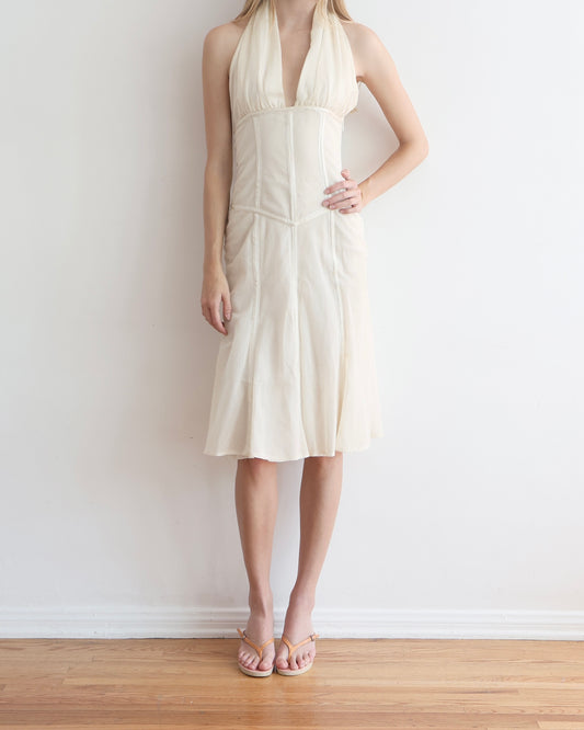 Jean Paul Gaultier Cream Halter Dress