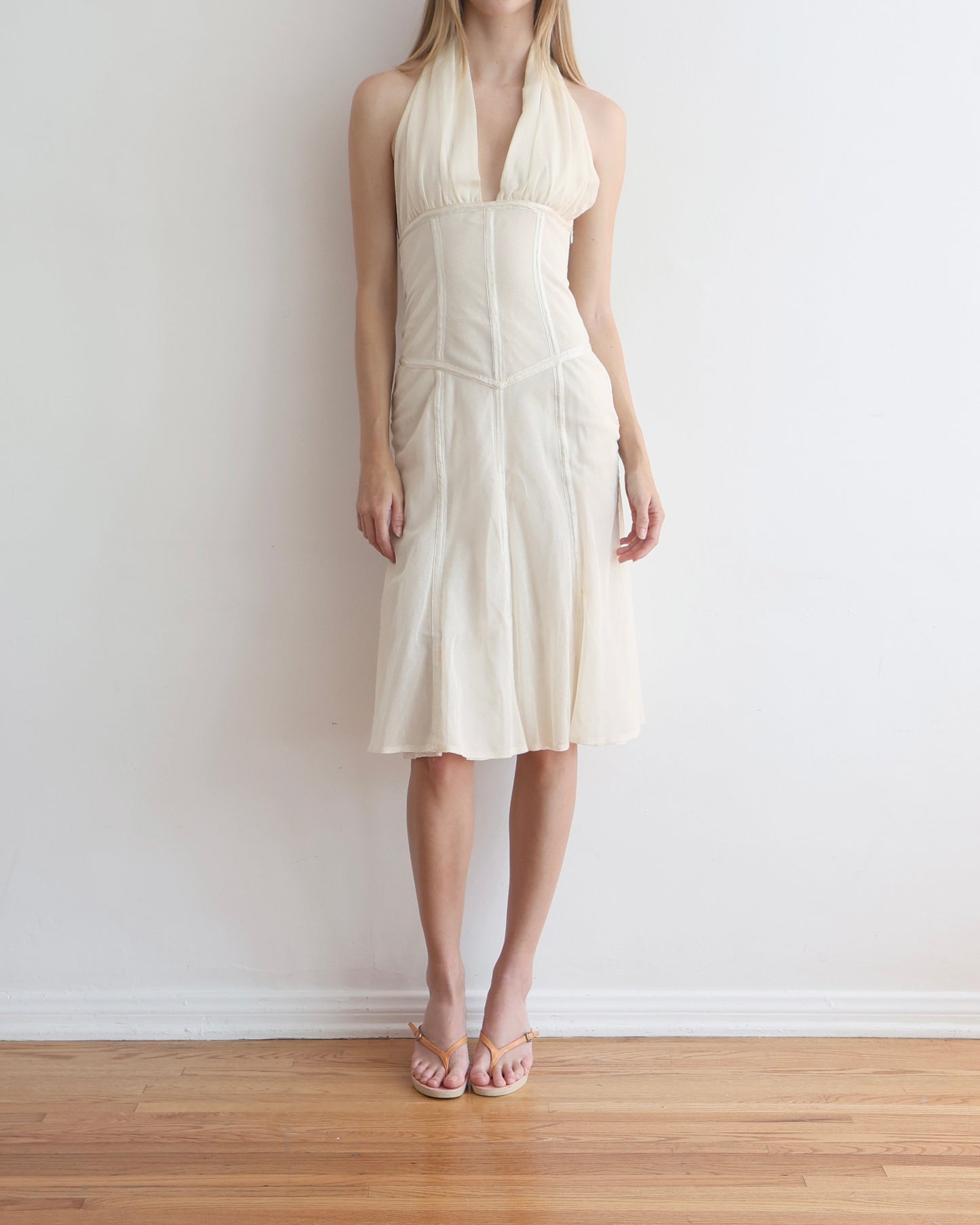 Jean Paul Gaultier Cream Halter Dress