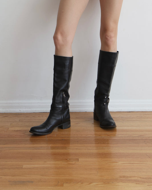 Prada Black Leather Riding Boots