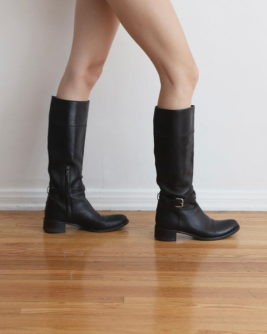 Prada Black Leather Riding Boots