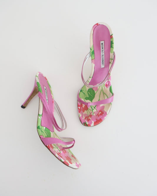 Manolo Blahnik Pink Floral Heels