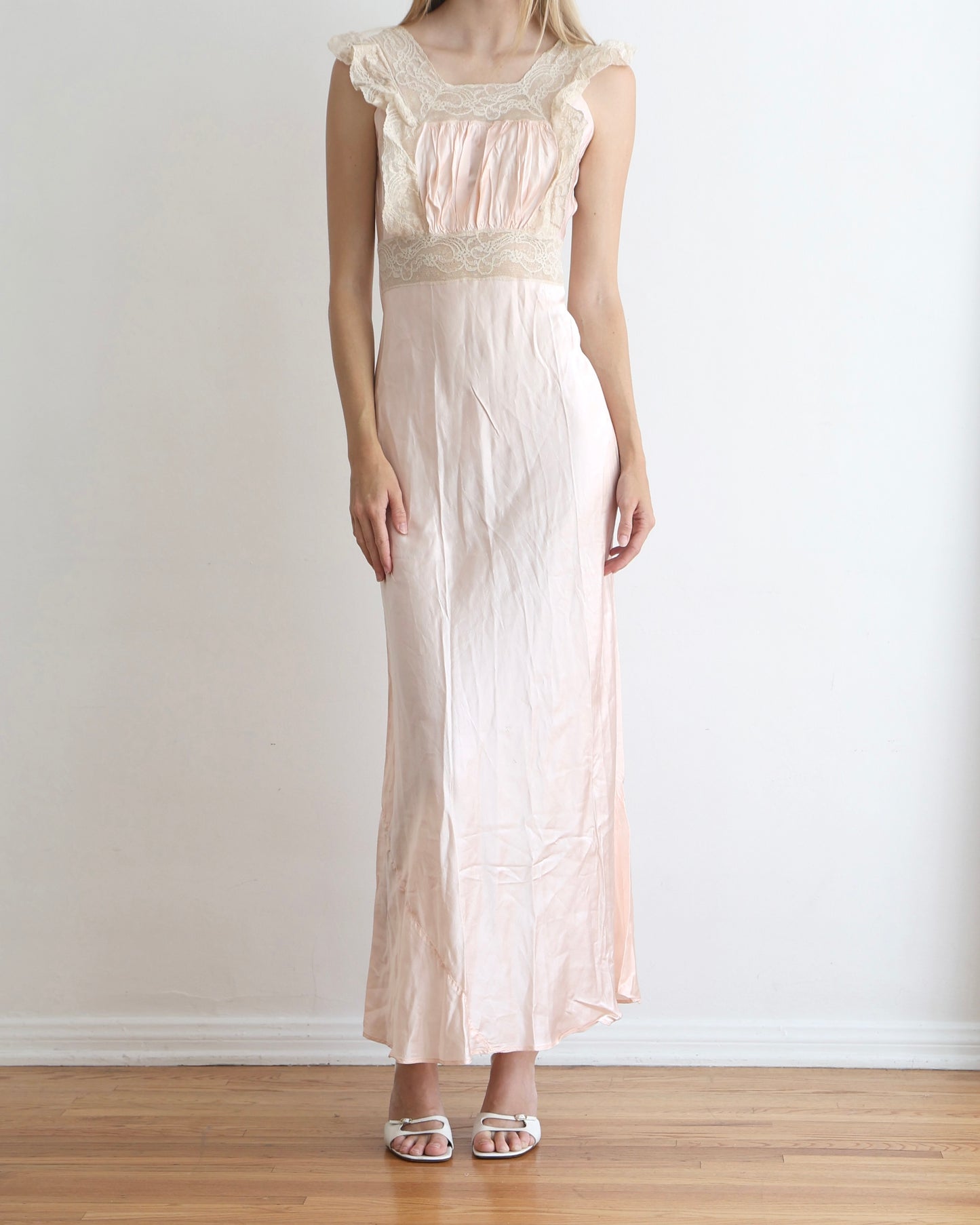 Pink Lace Bias Cut Slip Dress