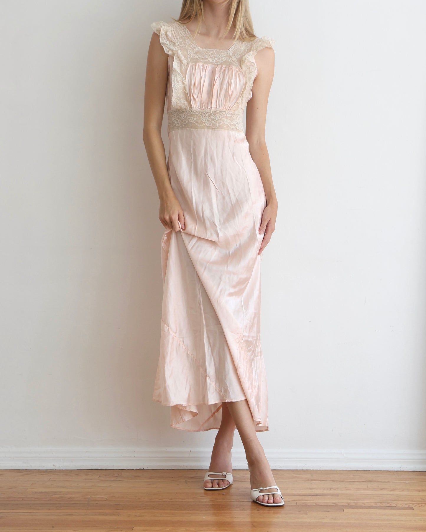 Pink Lace Bias Cut Slip Dress