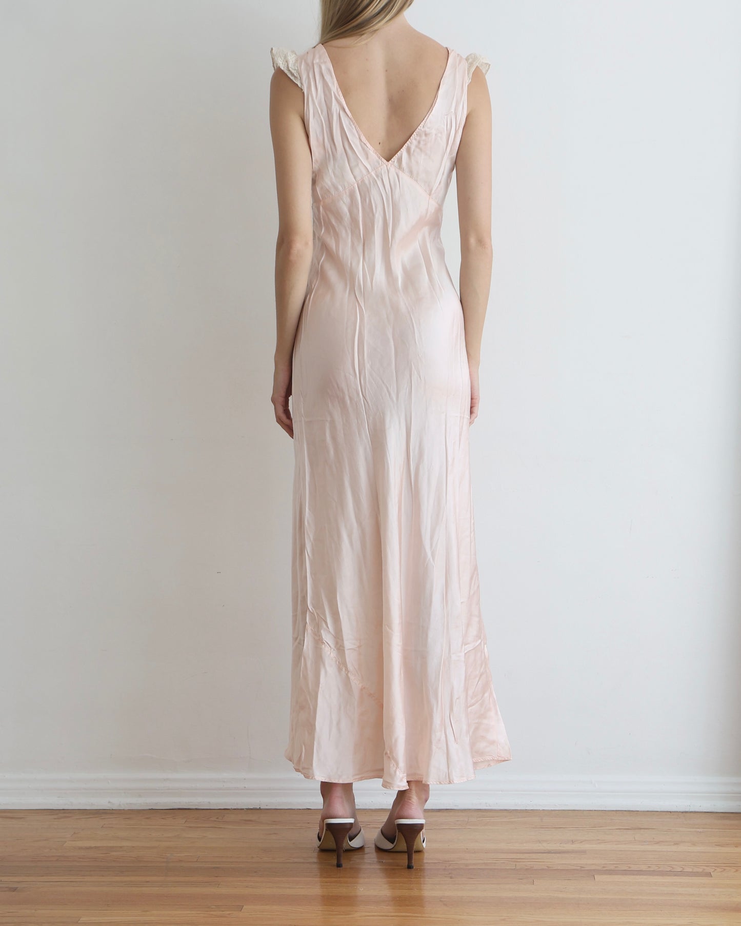 Pink Lace Bias Cut Slip Dress