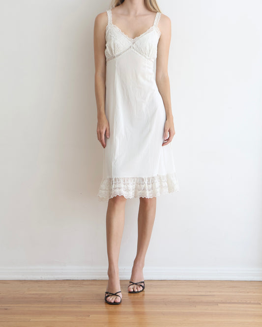 White Lace Midi Slip Dress