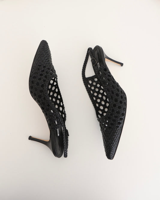 Manolo Blahnik Black Woven Heels