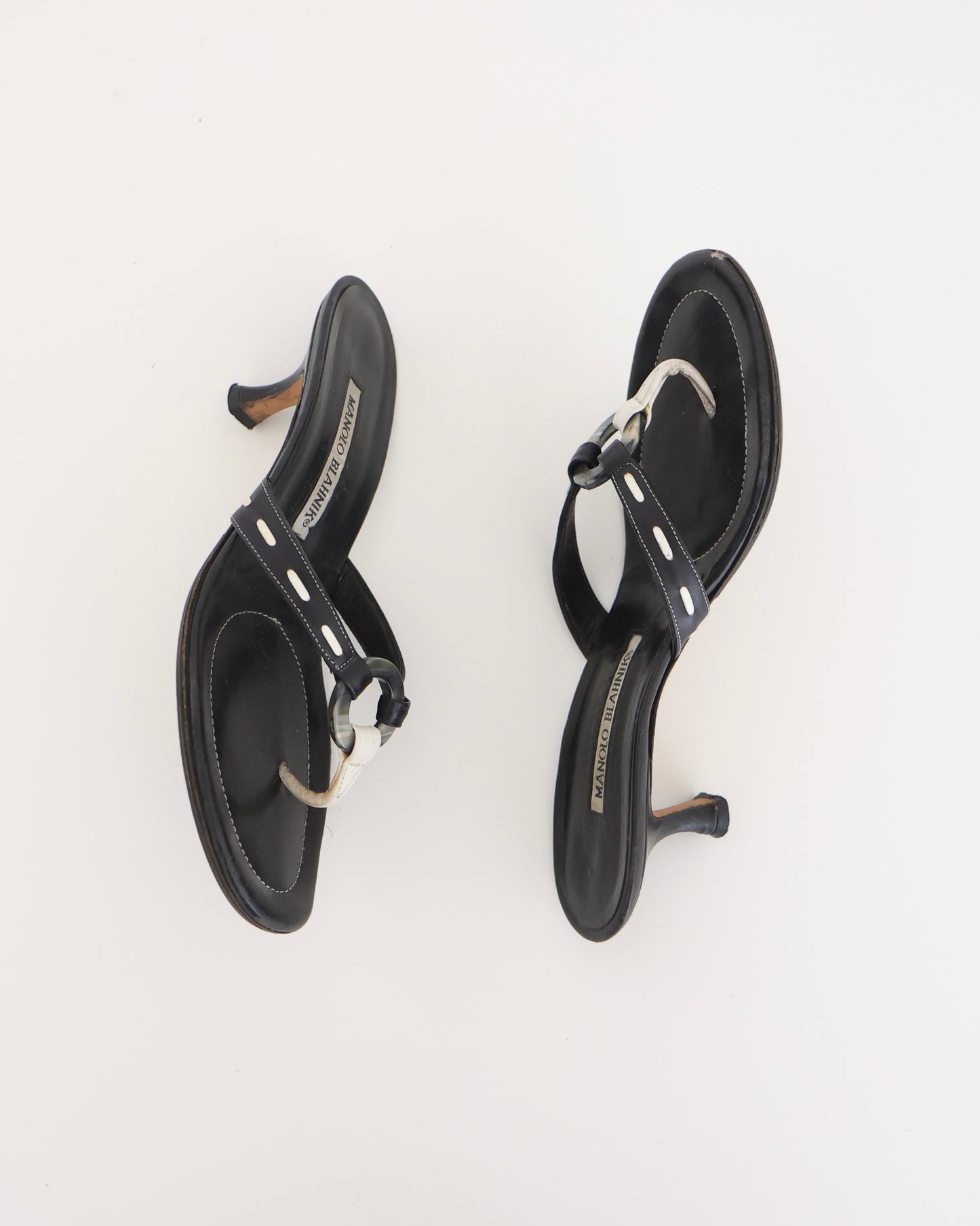 Manolo Blahnik Black Thong Heels