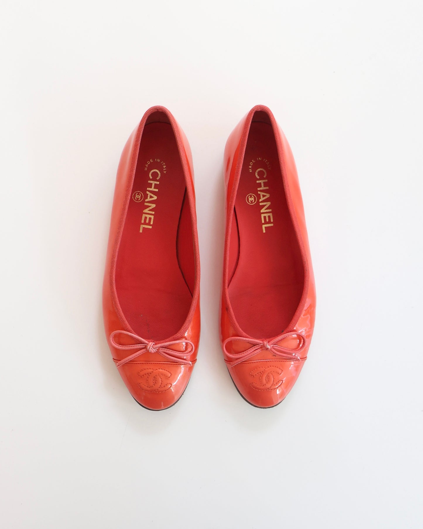 Chanel Red Ballet Flats