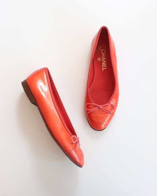 Chanel Red Ballet Flats