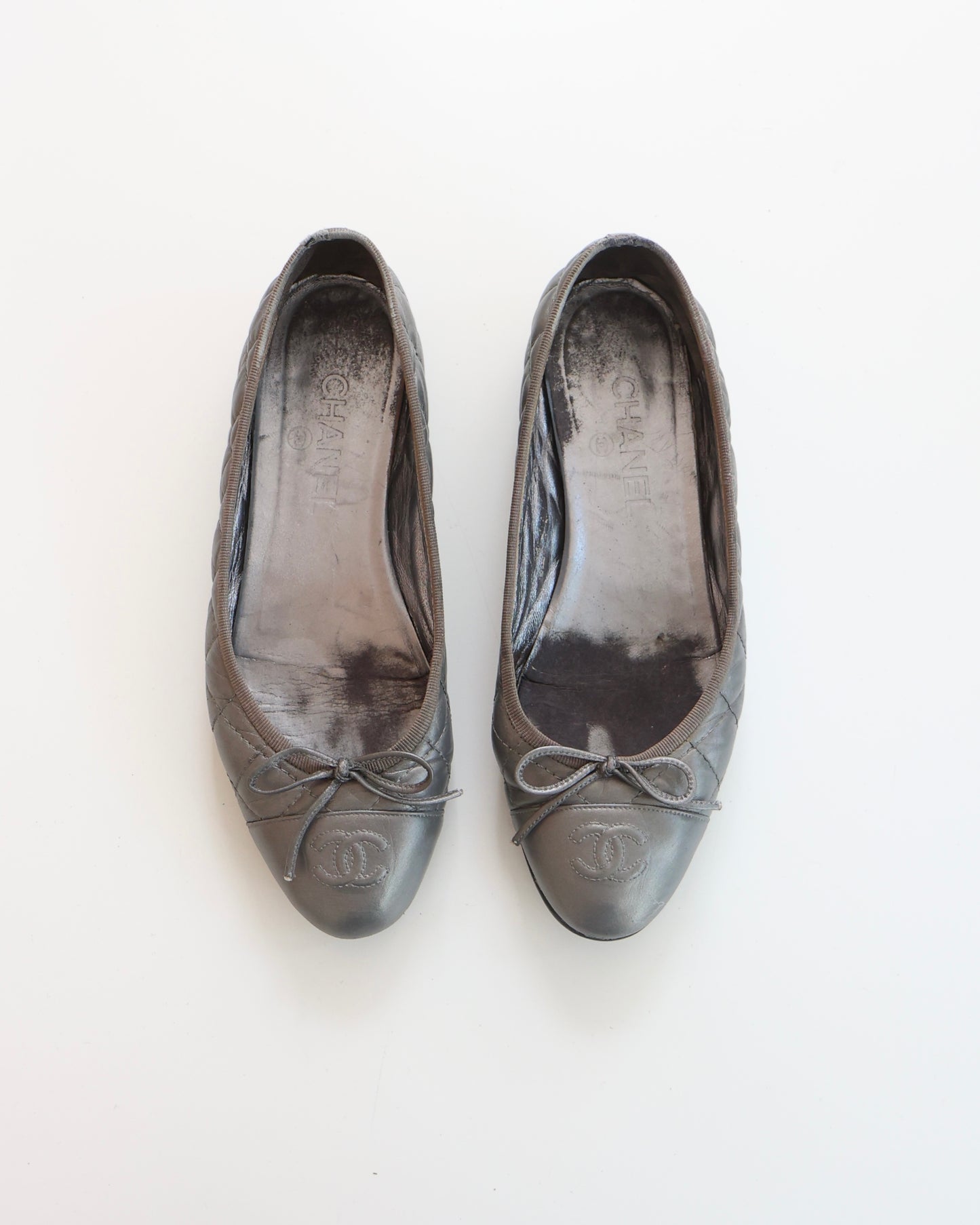 Chanel Silver Ballet Flats