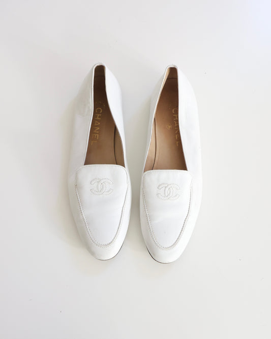 Chanel White Loafers