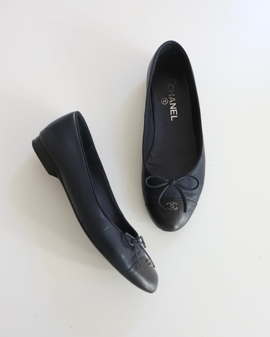 Chanel Black & Navy Ballet Flats