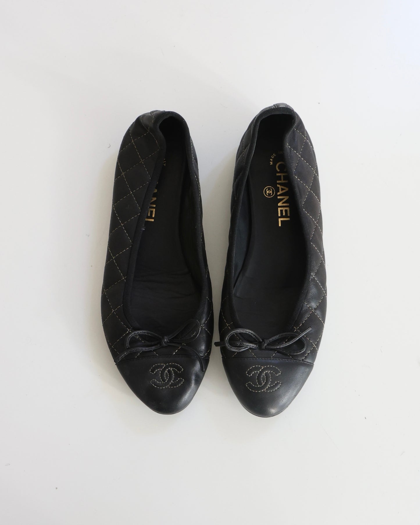 Chanel Quilted Black Ballet Flats