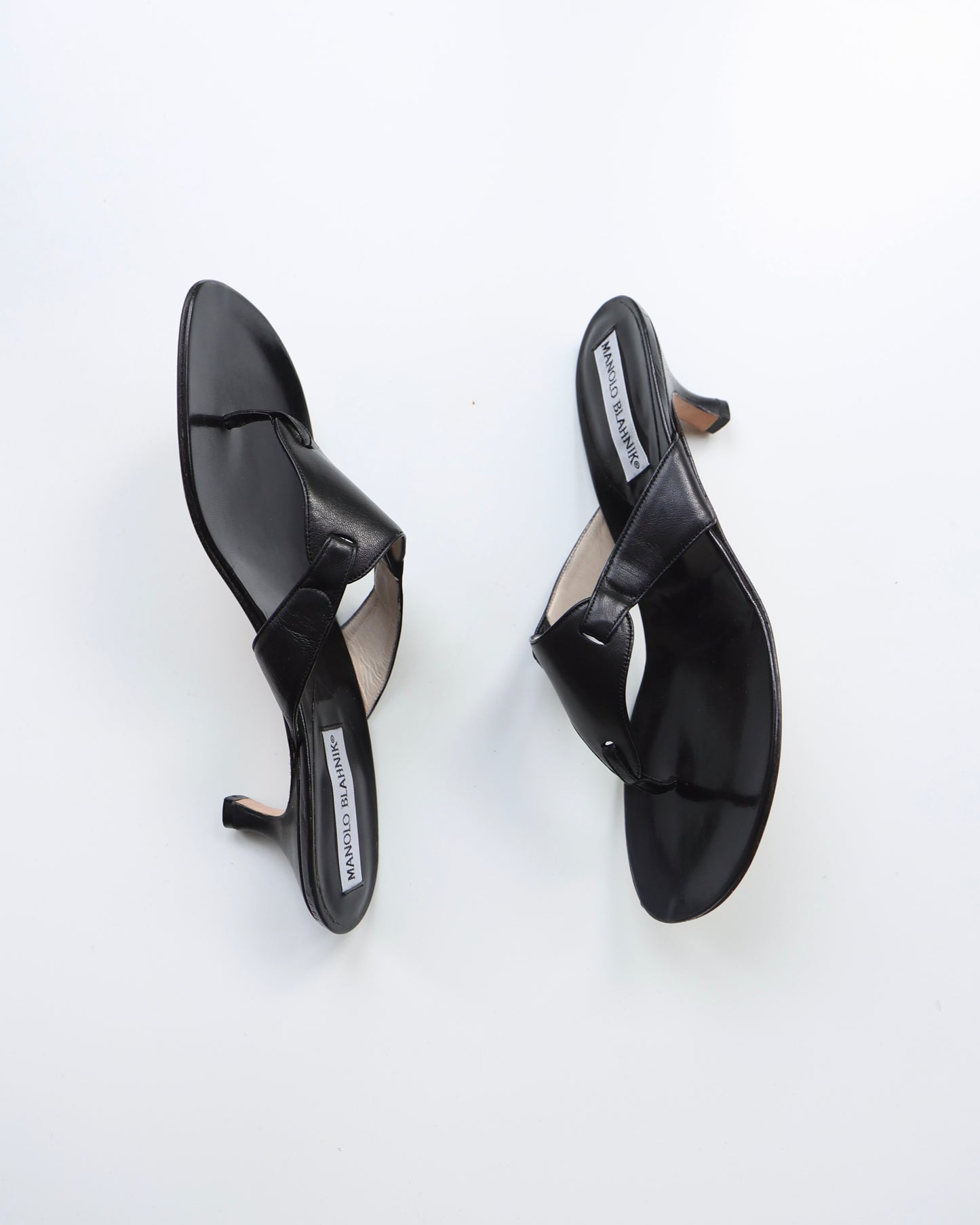 Manolo Blahnik Black Thong Heels