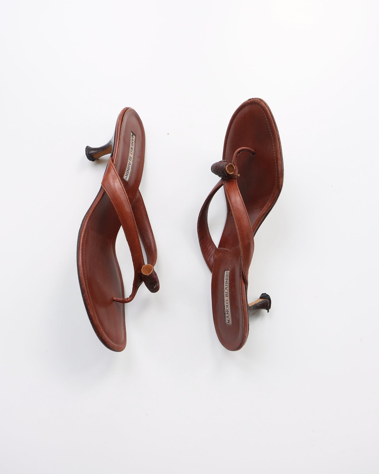 Manolo Blahnik Brown Thong Heels