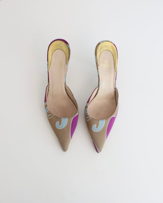 Fendi Psychedelic Print Mules