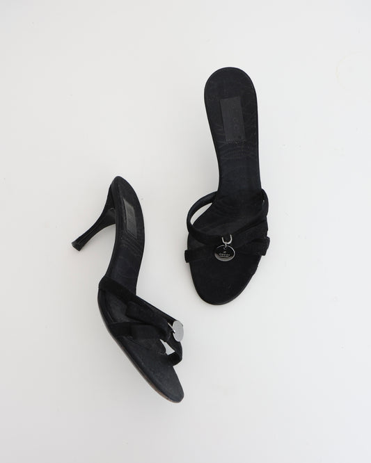 Gucci Black & Silver Medallion Heels