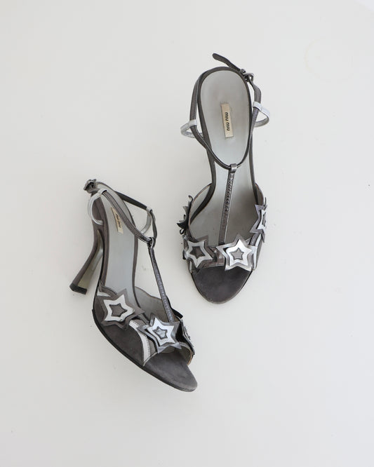 Vintage Miu Miu Silver Star Heels