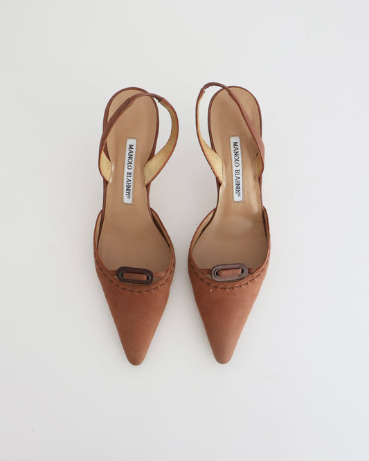 Vintage Manolo Blahnik Brown Slingback Heels