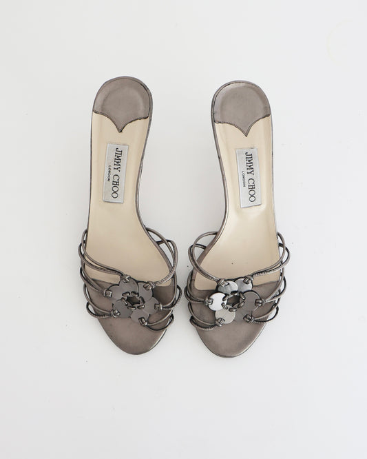Jimmy Choo Silver Flower Heels