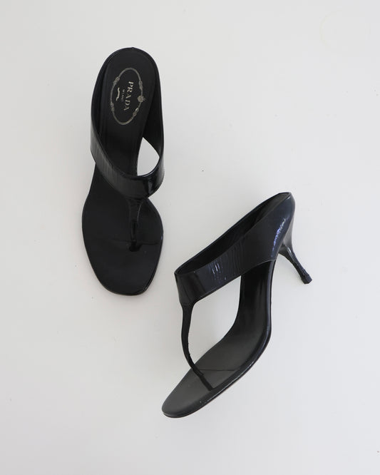 Vintage Prada Black T-Strap Heels