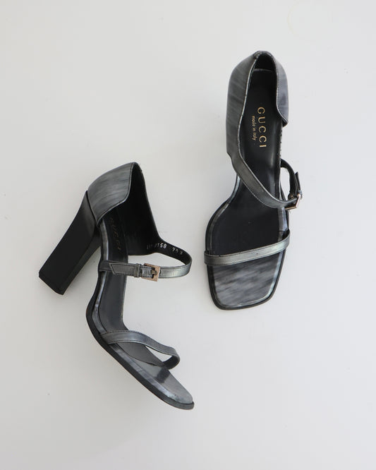 Vintage Tom Ford Gucci Silver Square Toe Heels