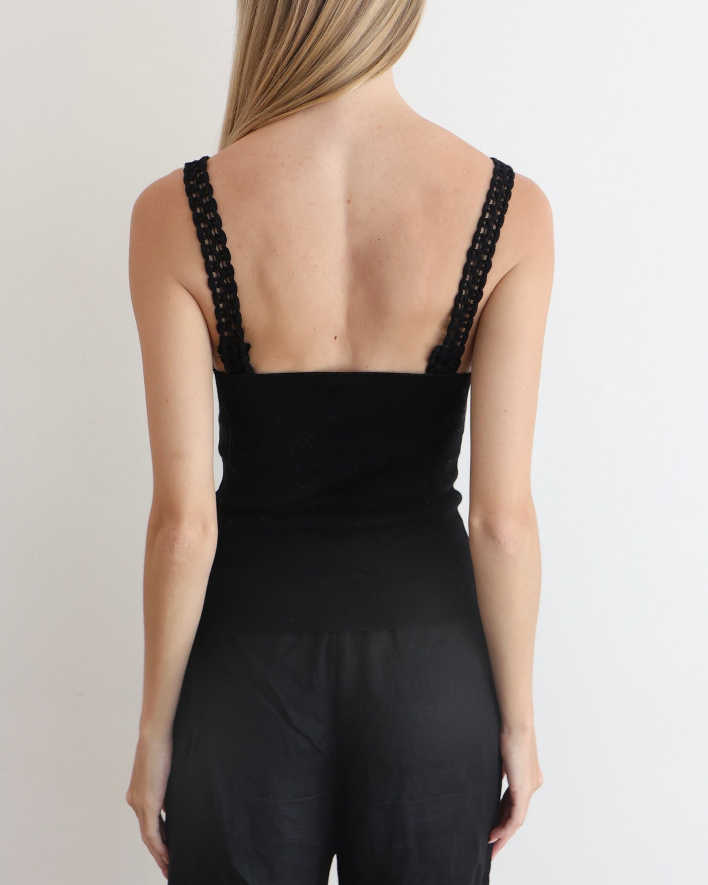 Valentino Black Crochet Tank