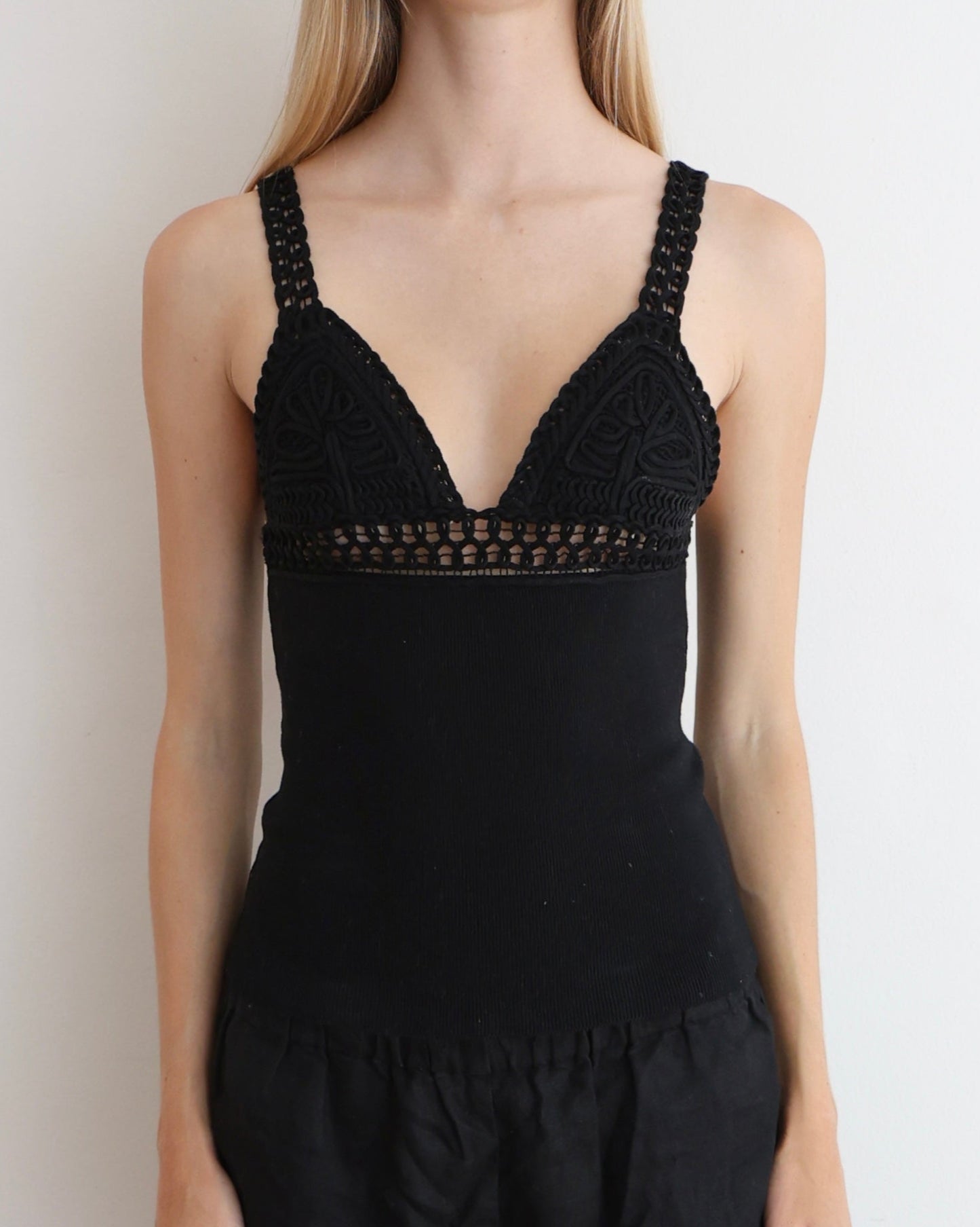 Valentino Black Crochet Tank