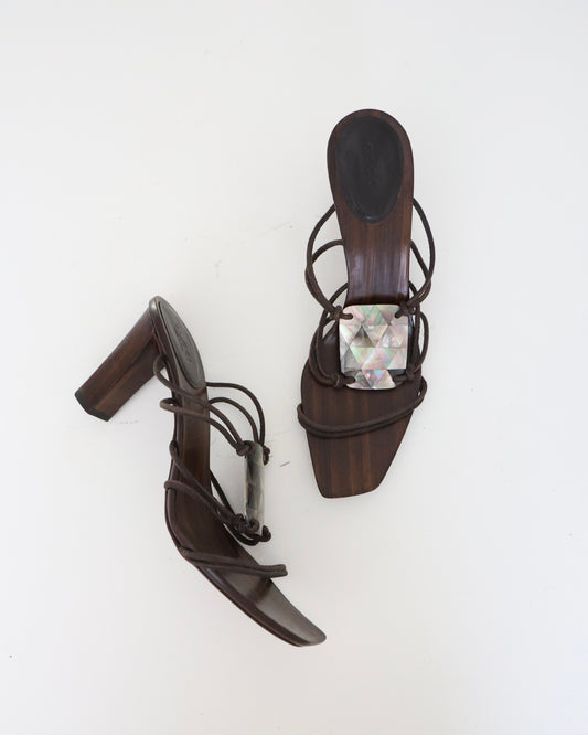 Gucci Brown Gem Heels