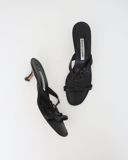 Manolo Blahnik Black Chain Link Heels