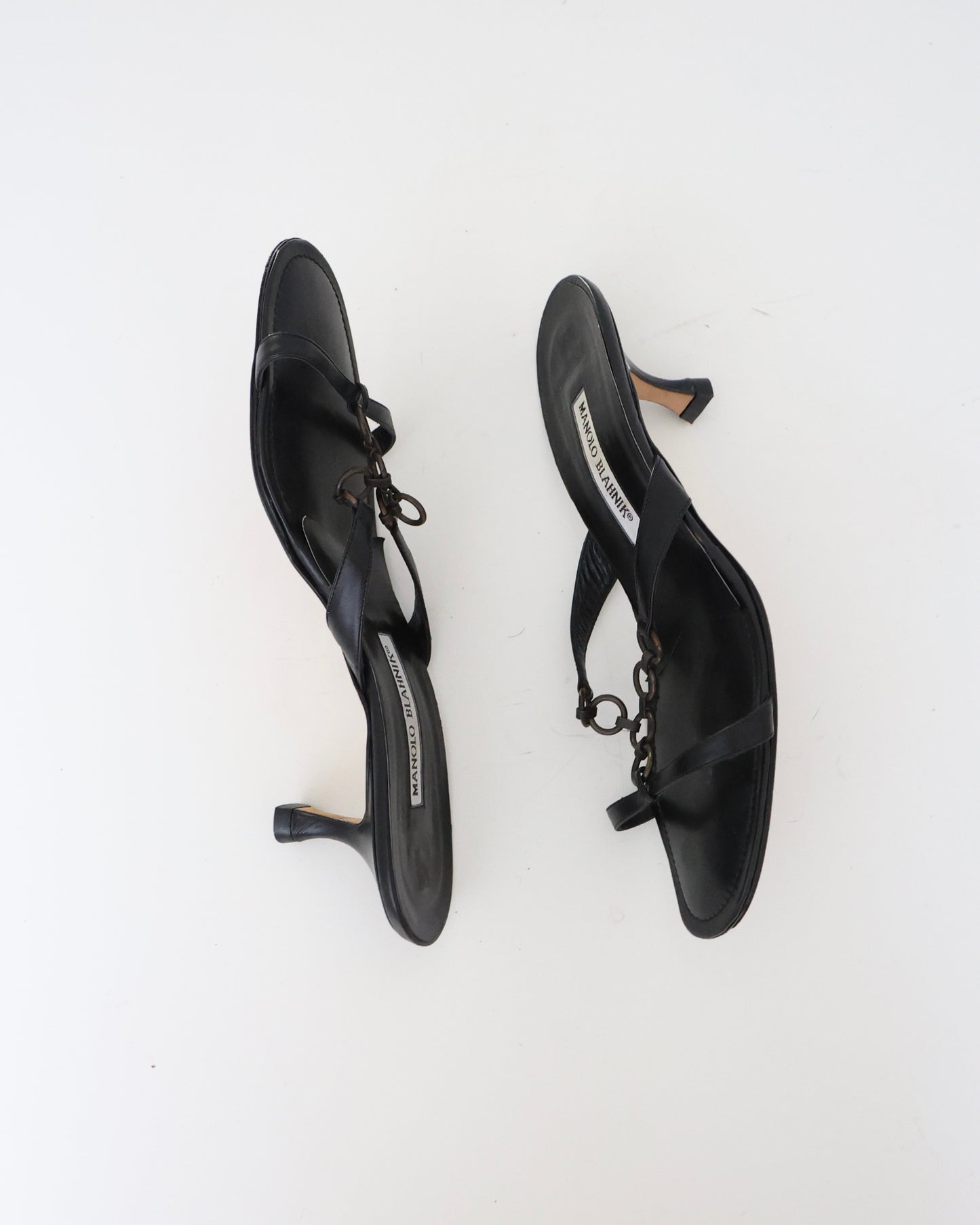 Manolo Blahnik Black Chain Link Heels