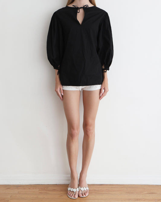 Jil Sander Black Peasant Top